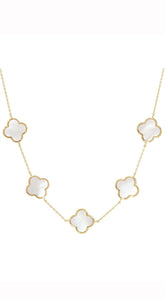 Eternal Gold Dipped Clover Necklace - White